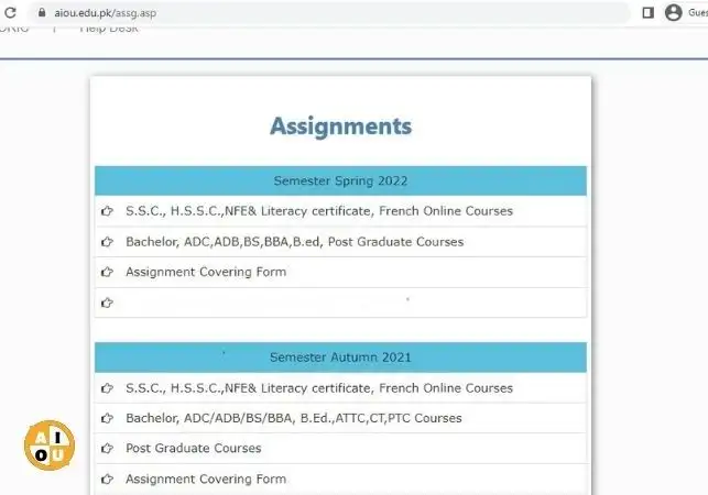 aiou assignments download panel