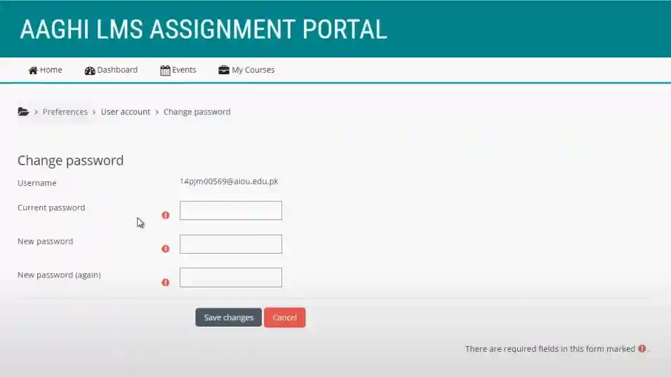 aaghi lms portal password change