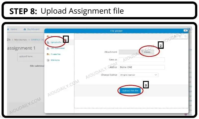 upload assignment file on aaghi lms portal allama iqbal open university